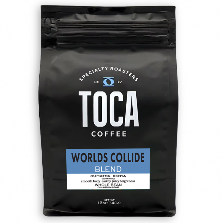 Worlds Collide Blend - smooth body earthy juicy brightness - Kenya Sumatra - TOCA Coffee