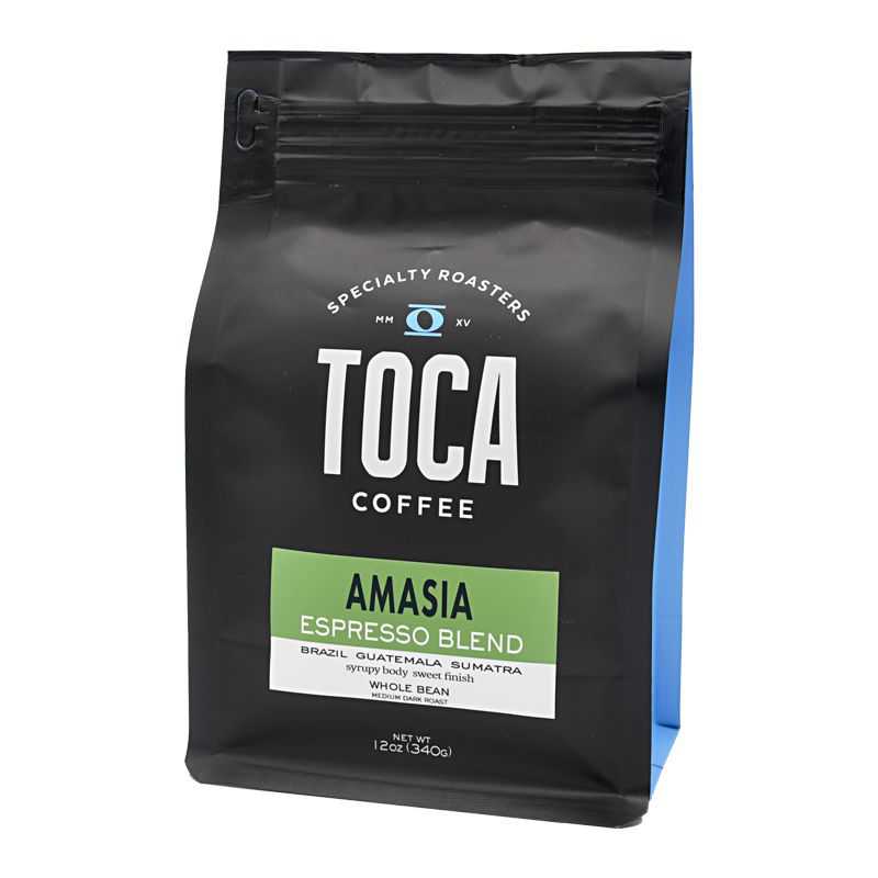 Amasia Espresso Blend - syrupy body sweet finish - Brazil Guatemala Sumatra - TOCA Coffee