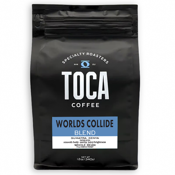 Worlds Collide Blend - smooth body earthy juicy brightness - Kenya Sumatra - TOCA Coffee
