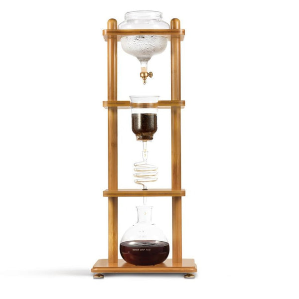 Yama - Torre de café frío de 6 a 8 tazas, marco recto de bambú (32 oz) 