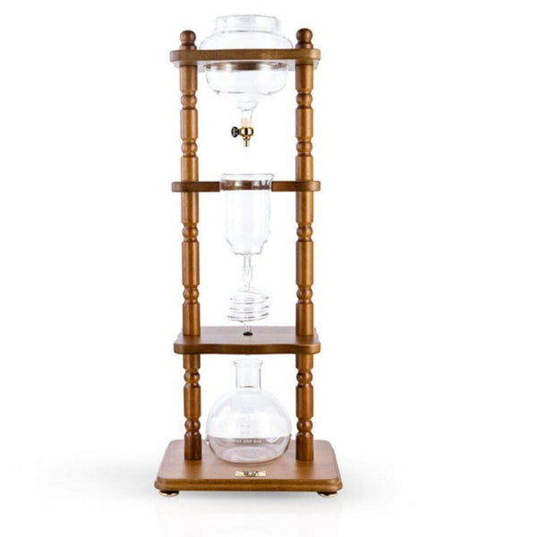 Torre de café frío Yama de 6 a 8 tazas con marco curvo de madera marrón (32 oz) 